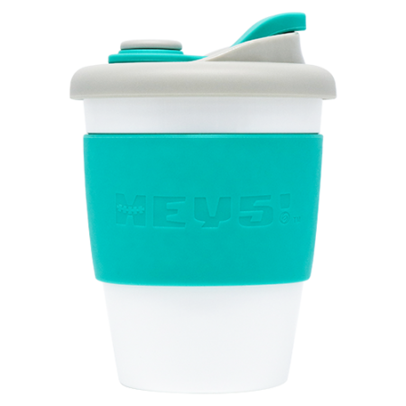 HEY5! Reusable PLA Coffee Cup with Cork, Turquoise 12oz