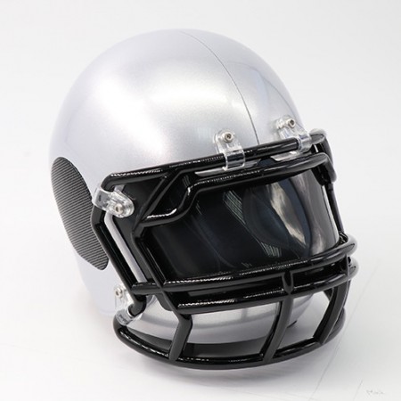 HEY5! 5 Inch Football Helment Bluetooth Speaker, Silver Case with Black Frame